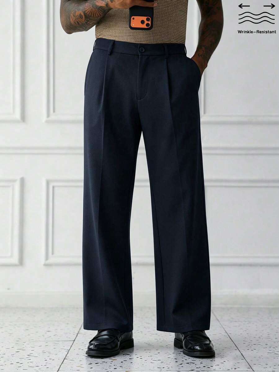 HUEFORM Celana Panjang Pria Polos dengan Saku, Kasual, Serbaguna, untuk Perjalanan Sehari-hari - Navy Blue - View 1