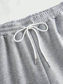 EASEVO 男士休閒寬鬆運動長褲，春夏款，大尺碼，灰色刺繡 - 灰色 - 查看 7