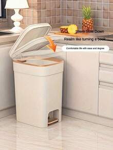 Modern Pedal Trash Can With Lid, Large Capacity Soft Close Design, Odor-Sealed Dustbin For Living Room, Kitchen & Bedroom, Stylish Household Waste Disposal Container - multicolor - View 2