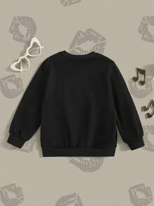 Betty Boop x SHEIN Young Girl Cartoon Character Print Pullover Sweatshirt - Black - View 2