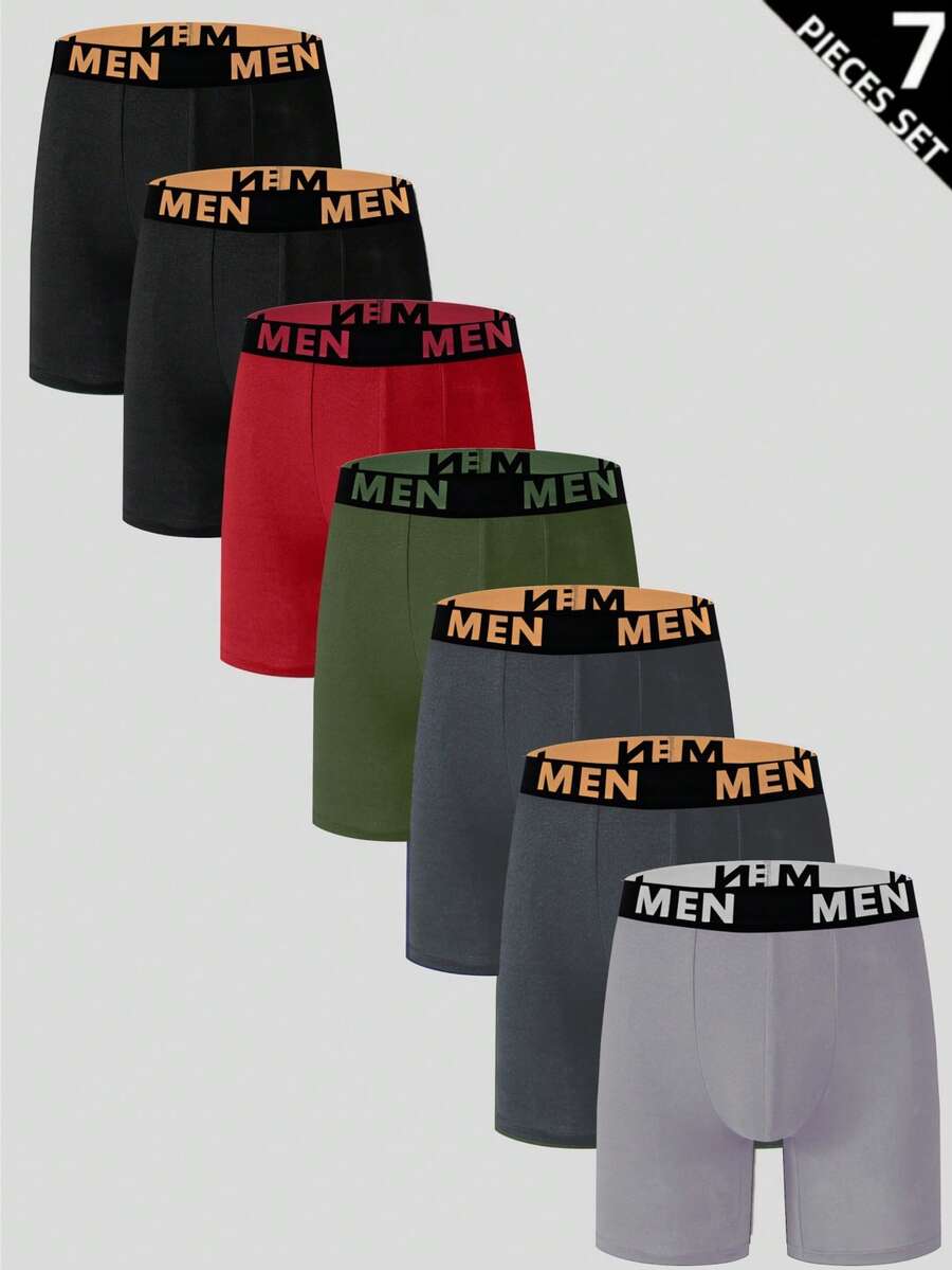 SHEIN 男士字母印花腰帶三角內褲 (7件組) - 彩色 - 查看 1