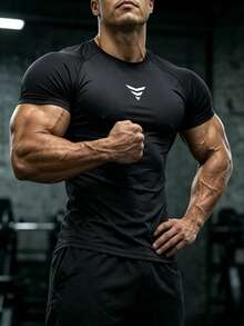 GymBeat Men's Crew Neck Casual Versatile Daily Wear Sports T-Shirt - Black - View 6