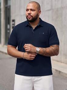 Sorvial 大尺碼男士夏季短袖休閒通勤 Polo 衫，正式款 - 藍色 - 查看 5