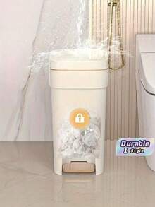 Modern Pedal Trash Can With Lid, Large Capacity Soft Close Design, Odor-Sealed Dustbin For Living Room, Kitchen & Bedroom, Stylish Household Waste Disposal Container - multicolor - View 1
