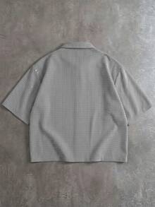 STYNVO 男士夏季休閒格紋領帶襯衫 - 灰色 - 查看 2