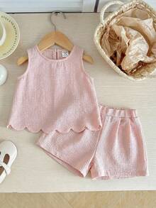 Set de 2 piezas de ropa casual, con decoración de moño lindo en la espalda, adecuado para primavera, verano y otoño - Multicolor - Ver 5