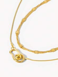 Opalesca 2pcs Gold-Tone Minimalist Necklace Set - Gold - View 6