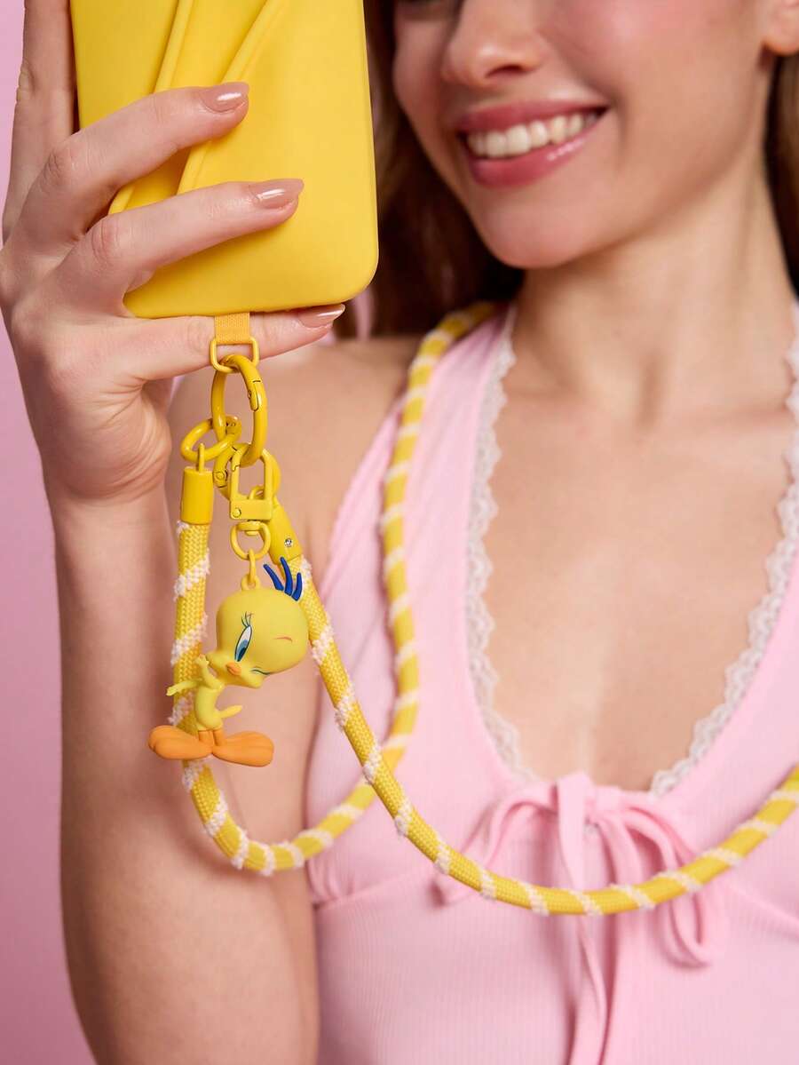 LOONEY TUNES X SHEIN Tali Gantungan Ponsel - Kuning - View 1