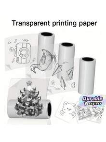 2/4 Rolls Transparent Self-Adhesive Thermal Paper, Suitable For Mini Portable Printer Glossy Thermal Printing Paper, 57mm X 2.5m, Thermal Labels, Fit For Most Pocket Printers - Thermal paper - View 1