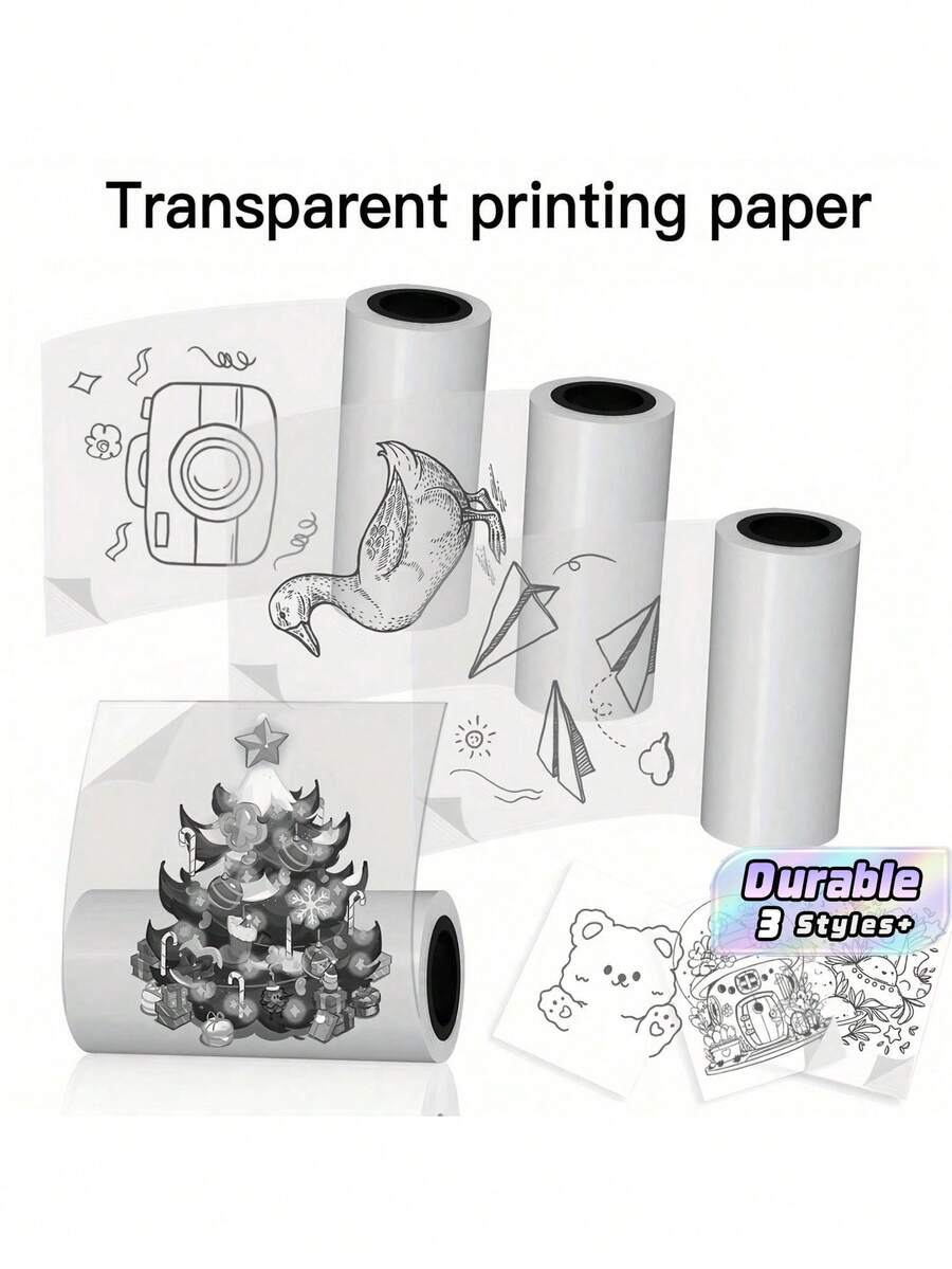 2/4 Rolls Transparent Self-Adhesive Thermal Paper, Suitable For Mini Portable Printer Glossy Thermal Printing Paper, 57mm X 2.5m, Thermal Labels, Fit For Most Pocket Printers - Thermal paper - View 1