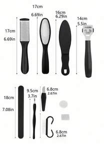 1Set Foot Rub Pedicure Set Scraping Foot File, 10 Ln 1Foot Tool Kit Exfoliating Clean Foot Care Dead SkinRemoval Calluses, Scraping Planer, Foot Scrubber FootTool For Removing Hard Dead - Black - View 7