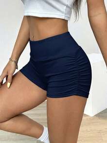 SHEIN EZwear 2件組女款休閒極簡純色百褶騎行短褲，適合夏季騎行、瑜伽運動、秋季短褲，適用日常通勤、聚會、秋冬春夏、聖誕節、新年、感恩節、派對、婚禮、海灘、畢業典禮、優雅、外出、約會、通勤、情人節、優雅、度假、Y2K - 彩色 - 查看 10