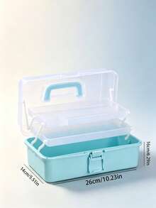 1 Plastic Three-Layer Storage Box, Multi-Purpose Storage Box, Household Foldable Toolbox, Portable Art And Craft Box, Sewing Supplies Organizer Box, Medicine Box - White - View 3