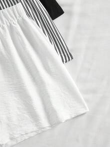 SHEIN VCAY 3件組編織寬鬆女款沙灘度假短褲 - 黑與白 - 查看 5