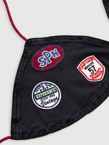 ROMWE Avant Y2K復古標語Logo補丁刺繡飾邊綁帶迷你修身性感大尺碼女款牛仔上衣 - 藍色 - 查看 4