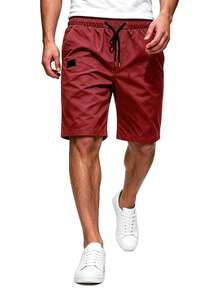 Manfinity Homme Men Drawstring Waist Slant Pocket Shorts - Burgundy - View 5