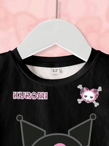 HELLO KITTY AND FRIENDS | SHEIN 少女卡通印花圆领休闲日常短袖T恤 - 白色 - 查看 3