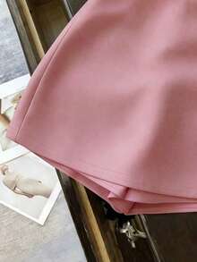 EMERY ROSE Falda pantalón de talla grande de unicolor con abertura en el bajo, estilo dulce y de moda - Rosa - Ver 3