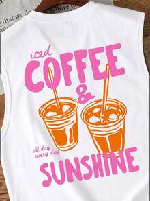 Manfinity Hypemode Men's Summer Casual Coffee Print Tank Top - White - View 2