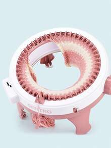 Juego de máquina de tejer de lana operada a mano (accesorios en colores aleatorios), máquina de tejer a crochet, máquina de tablero de tejido giratorio inteligente de doble cara - Rosa vieja - Ver 7