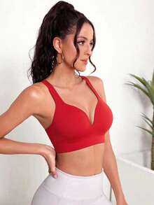 Easithlete Easithlete 女款純色百搭優雅運動內衣 - 紅色 - 查看 5