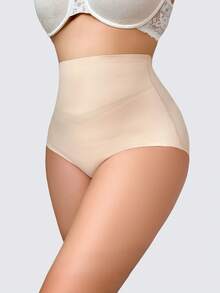 SHAPORA Women's Plus Size Seamless High Waist Tummy Control Shaping Panties, Double Layer Strong Compression Butt Lifting Shaping Bottoms, 1pc Summer Sexy - Apricot - View 7