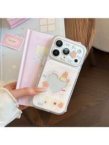 ShellaStory غطاء هاتف شفاف بتصميم أرنب وخبز وقلب وردي من الإيبوكسي وتفاحة، متوافق مع iPhone 17 PM وiPhone 16 Pro وiPhone 15، تغطية كاملة بحافة ناعمة وهيكل صلب، كرتوني لطيف للبنات، إبداعي هندسي، ستايل كارديجان منعش، نيش، ستايل إنستقرام - شفاف - مشاهدة 10