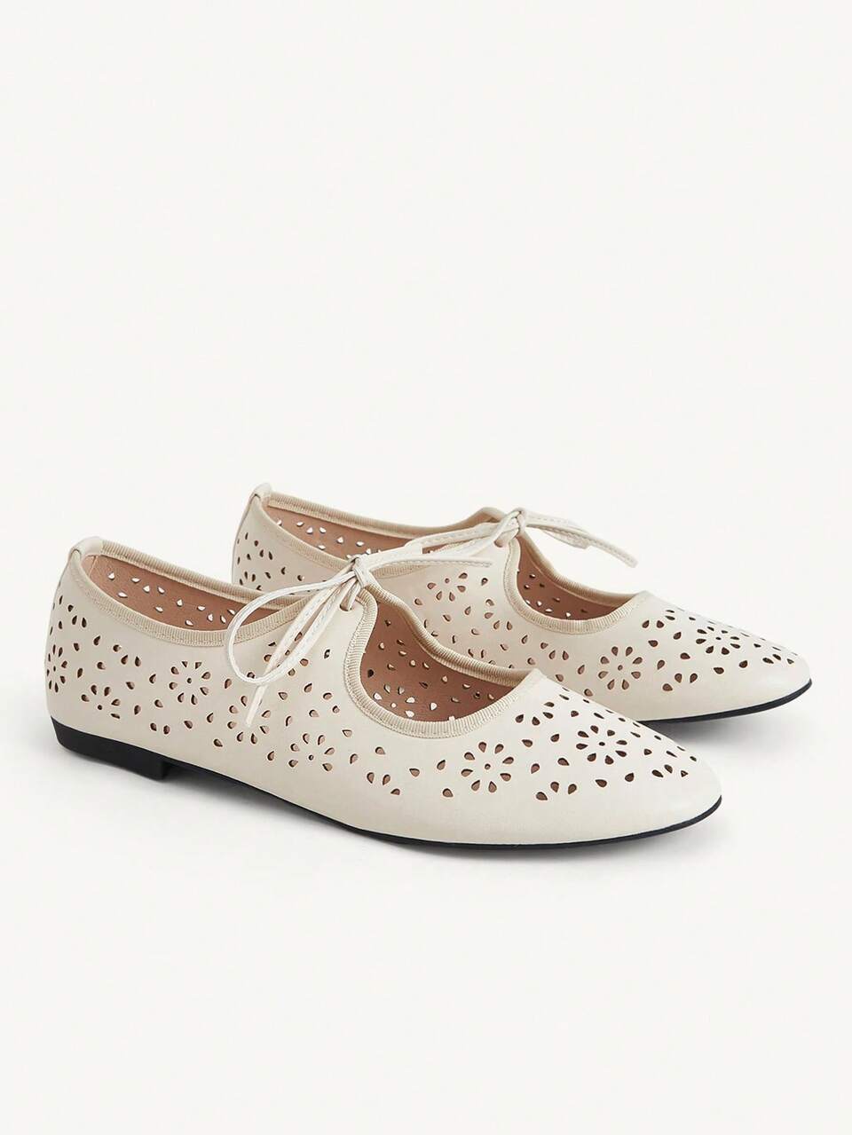 CUCCOO CHICEST Women's Multi-Color Hollow Ballet Flats, Floral Hollow With Bow Details, Breathable Casual Galoshes