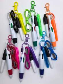 1/6 Set Nurse Badge Pen Tool Accessories Include Nursing Keychain Clip Set 4-In-1 Ball Pen With Mini Stainless Scissors For Nurse Doctor Day Gift, Back To School - multicolor - View 3