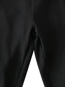 女童黑色休閒基礎款喇叭褲 - 黑色 - 查看 8