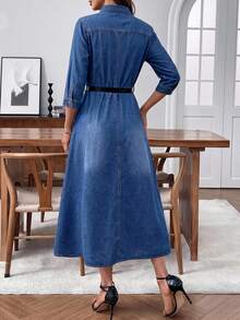 EMERY ROSE Women's Casual Commute Denim Dress Fall/Winter Teacher Outfits For Women - Blue - View 6