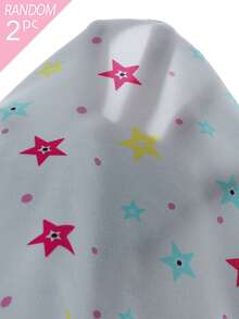 [2 Sets Random] Baby Girls Soft Knit Snug Fit Pajamas Short Sleeve & Shorts Romper Cute Multicolor Cartoon Print Casual Nightwear Spring Autumn - Multicolor - View 8