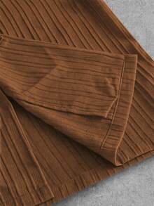 FeverCity Men's Casual Versatile Solid Color Shirt And Pants Set - Brown - View 5