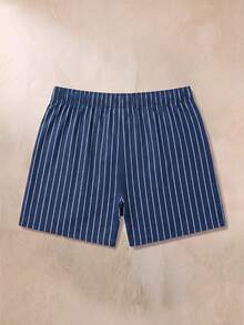 EverLounge Men's Old Money Style Minimalist Fashion Navy Blue Striped Print Allover Pants - Navy Blue - View 2
