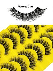10 Pairs 5D Fluffy False Eyelashes, Black Band, Natural Soft, Crossed Cat‑Eye Lashes, Full Strip Eyelashes - Natural Lashes - View 4