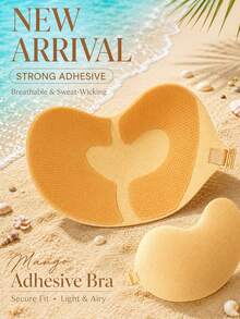 SHEIN Push Up Mango Sticky Bra, Adhesive Breast Lift Bra Cups, Invisible Strapless Bra, Seamless Backless Bra For Women Wedding Dress,Party,Dating, Vacation - Apricot - View 3