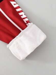 Tween Girl Colorblock Patchwork Letter Print Jacket Autumn Fall School Career Red Streetwear - Red - View 5