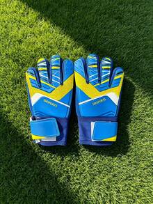 1 Pasang Sarung Tangan Kiper Sepak Bola Dewasa dengan Pelindung Jari, Anti Selip dan Tahan Aus, Perlengkapan Latihan Kiper - Biru - View 6