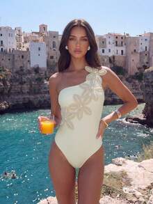 Bonvoyette Spring/Summer Girls Fashion Hot-Selling Vacation Influencer One-Piece Sexy Beach Swimsuit With Random Starfish Placement - Apricot - View 4
