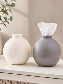 Cirelle 1PC/2PCS Nordic Style Spherical Ceramic Tissue Box, Matte Finish Round Ball Paper Dispenser, Dust-Proof Multi-Purpose Desktop Holder, Minimalist Organizer For Living Room Dining Bedroom Kitchen Home Use - Multicolor - View 5