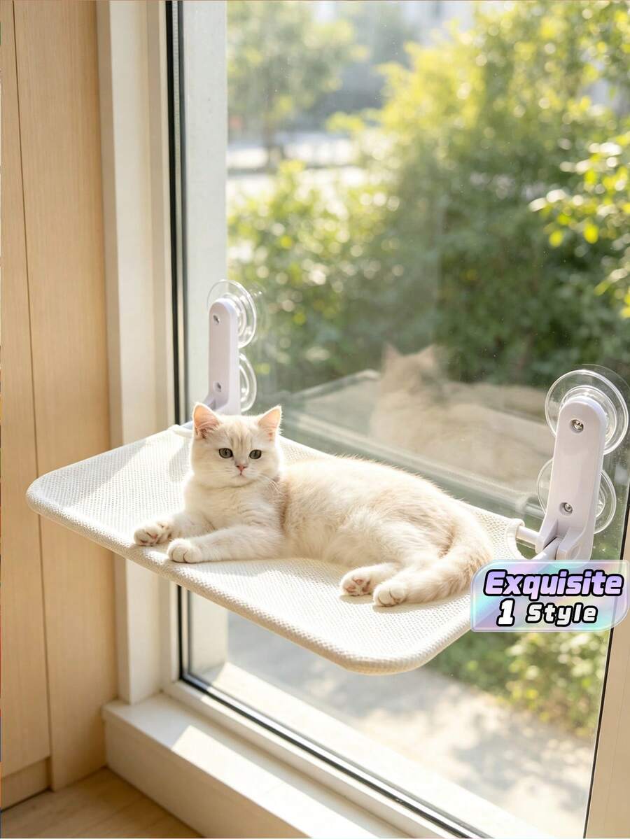 Wall-Mounted Cat Hammock, Indoor Cat Wall Furniture, Sturdy And Durable Solid Wood Material, Stable Cat Wall Shelves For Climbing And Resting, Easy To Assemble - Apricot - View 1