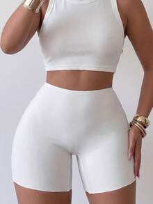 Rovax Solid High Waist Shapewear Shorts, Panty - White - View 1