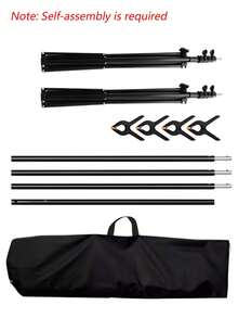 1 Set Adjustable Photography Backdrop Stand Kit, 2 Tripods With Crossbar & 4 Clips, Multiple Size Options, Heavy‑Duty Background Support For Photo Studio, Party, Banquet, Wedding, Holiday & Indoor‑Outdoor Event Decor Supplies - View 11