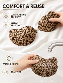 SHEIN 豹紋貼片式胸罩，黏貼式胸部提升胸罩杯，隱形無肩帶胸罩，無縫露背胸罩，適合女性婚紗、派對、約會 - 彩色 - 查看 3
