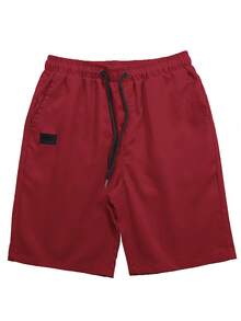 Manfinity Homme Men Drawstring Waist Slant Pocket Shorts - Burgundy - View 4