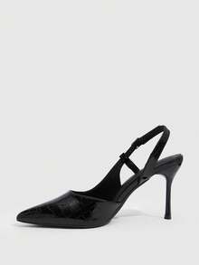 CUCCOO SZL Women's Spring And Summer Black Stone Pattern Pointed High Heels Women's Rear Strap Stiletto Shoes - Black stone pattern - View 10