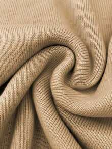 EMERY ROSE Women's Casual Solid Color Scoop Neck Knit Sweater, Autumn/Winter - Camel - View 4