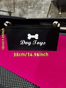 1PC Large Capacity Felt Pet Supplies Storage Organizer Basket Bin With Sturdy Handles For Dog Cat Accessories Collar Leash Grooming Tools Durable Breathable Fabric Lightweight Decorative Versatile For Home Living - Black - View 2