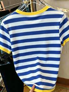 DrmWander Camiseta de mujer, camiseta de manga corta con gráfico de estilo casual de calle, top de verano lindo - Verde - Ver 2