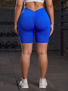 SHEIN Dewbera Plus-Size Women's High-Elasticity Sports Tights Yoga Pants - Blue - View 6